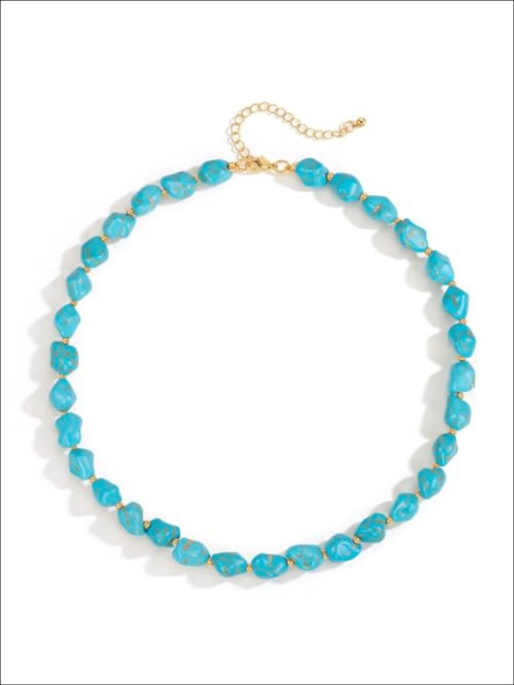 Gold Plated Beaded Choker Necklace Imitation Turquoise for Women